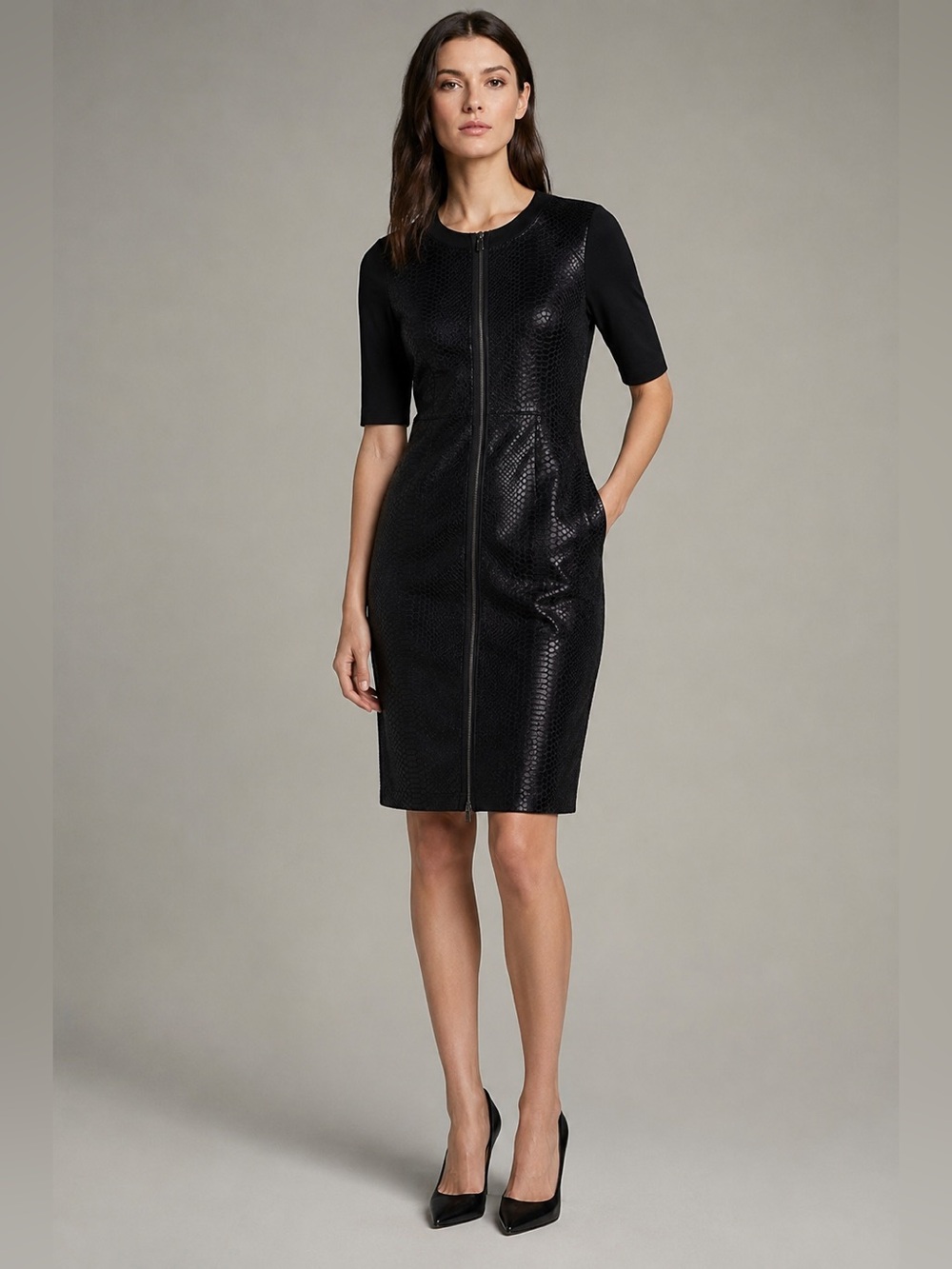 Elie Tahari Calf Hair Black Dress M